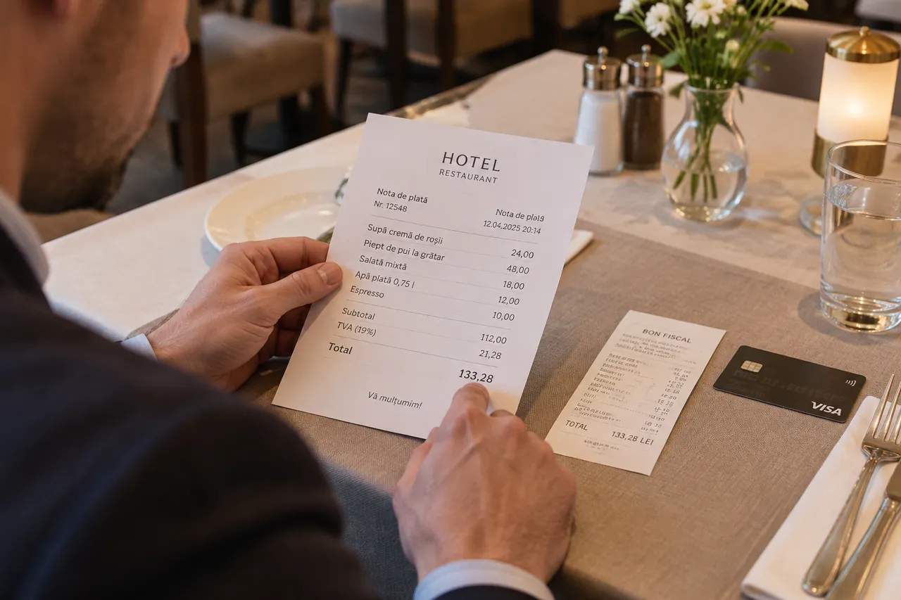verificarea notei de plată la restaurantul hotelului